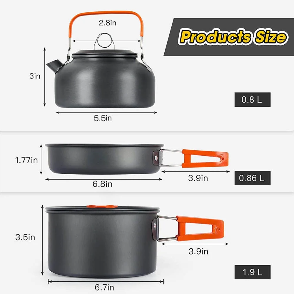 Nesting Camping Cooking Set - Zestaw do gotowania na kempingu, nieprzywierający