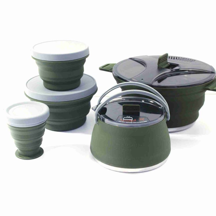 Camping Cooking Set Compact - Zestaw składanych garnków Przenośny, kompaktowy zestaw