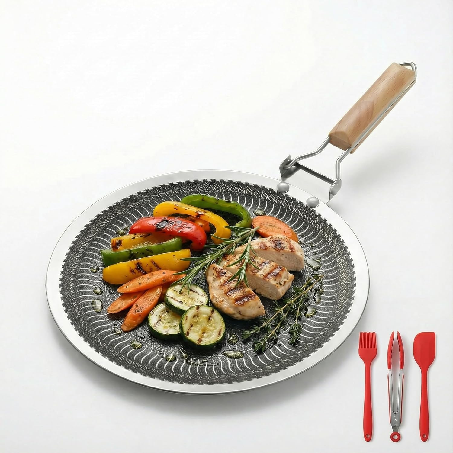 Camping Cooking Without Gas - Okrągła patelnia grillowa ze stali nierdzewnej