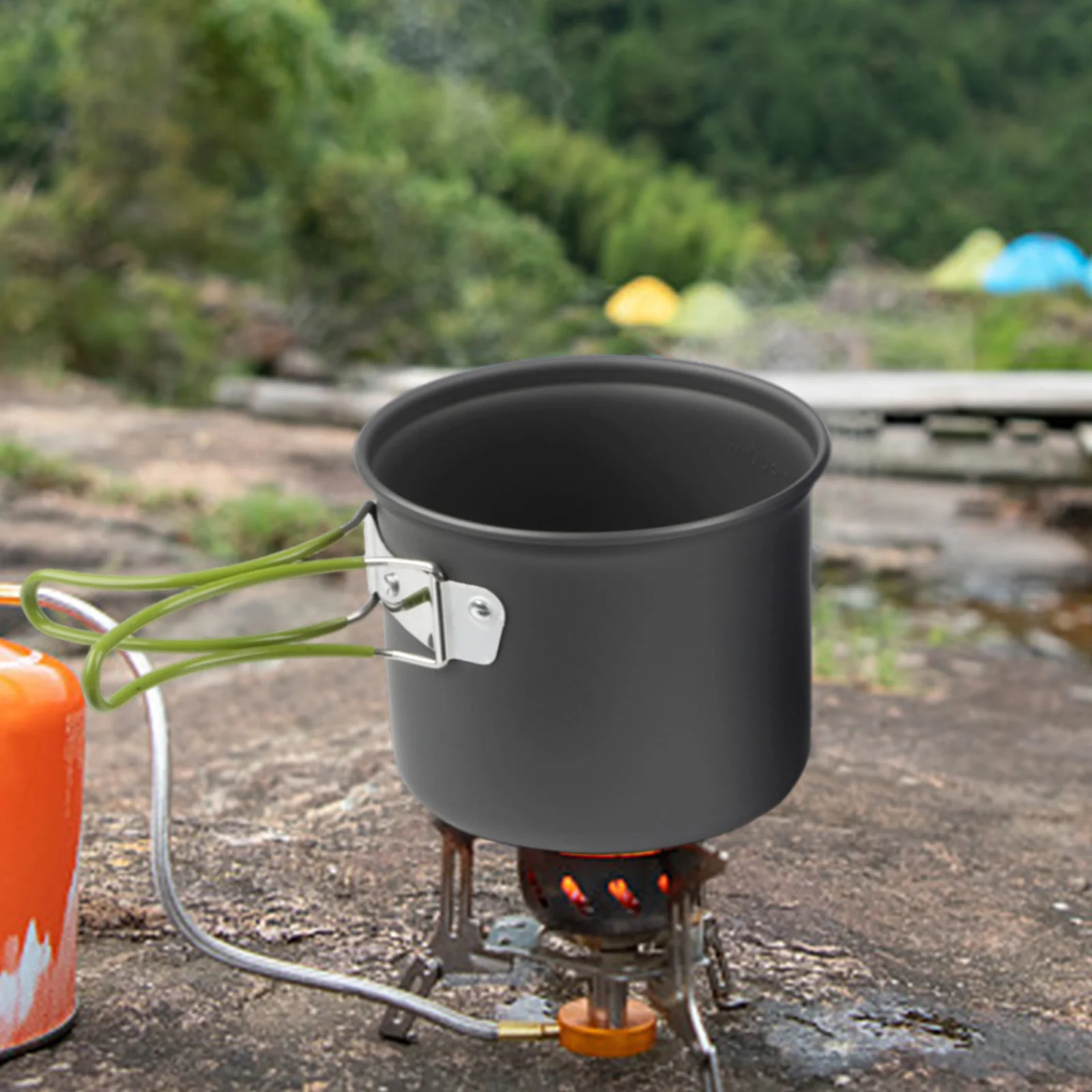 Camping Cooking Set Compact - Anodowane aluminiowe naczynia kempingowe, kompaktowy zestaw