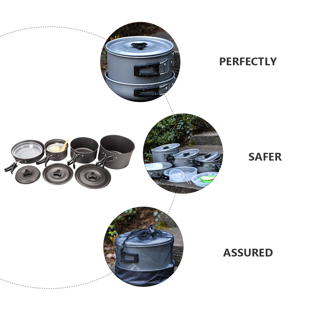 Camping Cooking Set Compact - 1 Zestaw Kompaktowych Naczyń Kempingowych Sprzęt