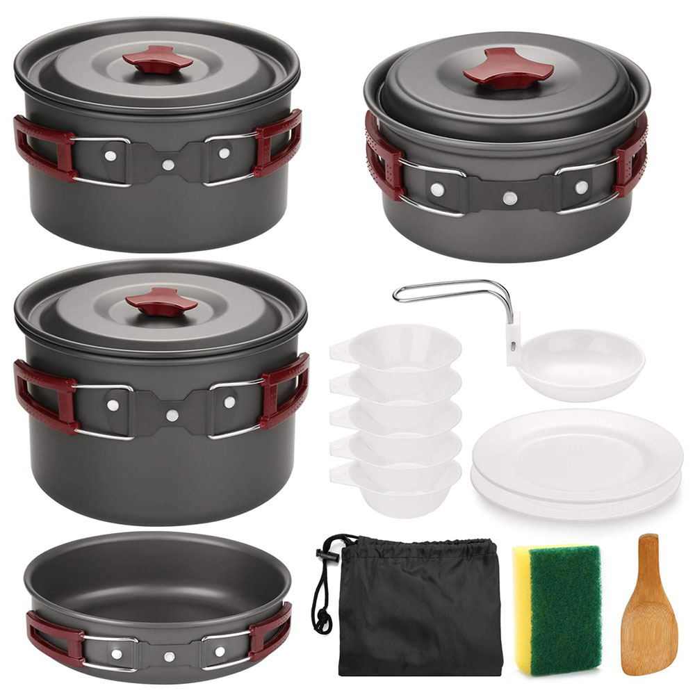 Camping Cooking Hardware - Zestaw naczyń kempingowych na zewnątrz Nieprzywierające