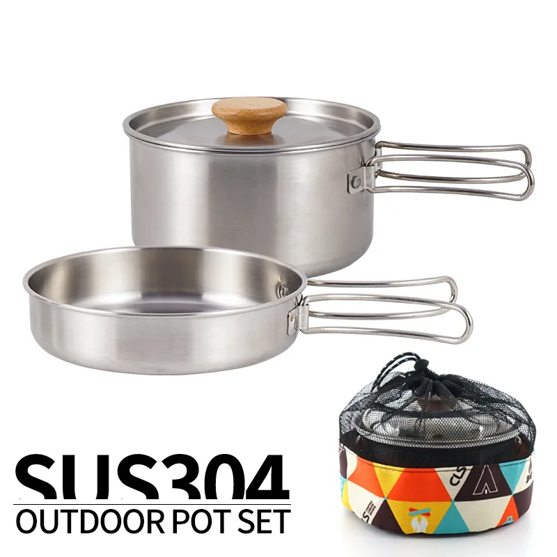 Camping Cooking Kit Box - Zestaw składanych naczyń kuchennych ze stali