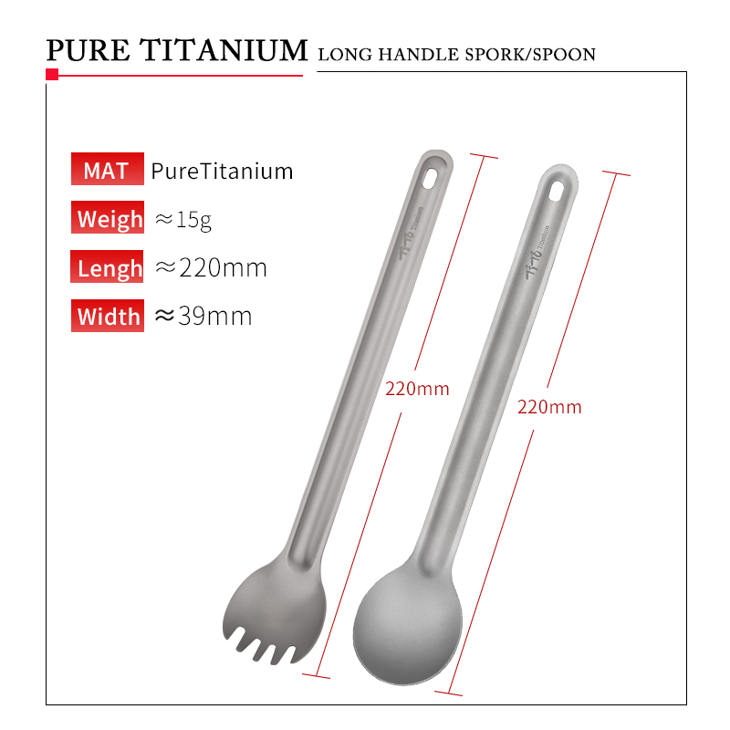 TiTo Titanium Spork Spoon Long – Camping Cooking Handle recenzja i cena
