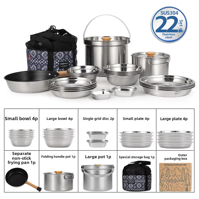 NOBANA najnowszy zestaw garnkó – Camping Cooking And Cutlery Set recenzja i cena
