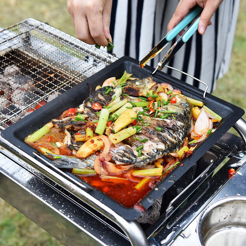 Gruba kwadratowa patelnia gril – Camping Cooking Meat recenzja i cena