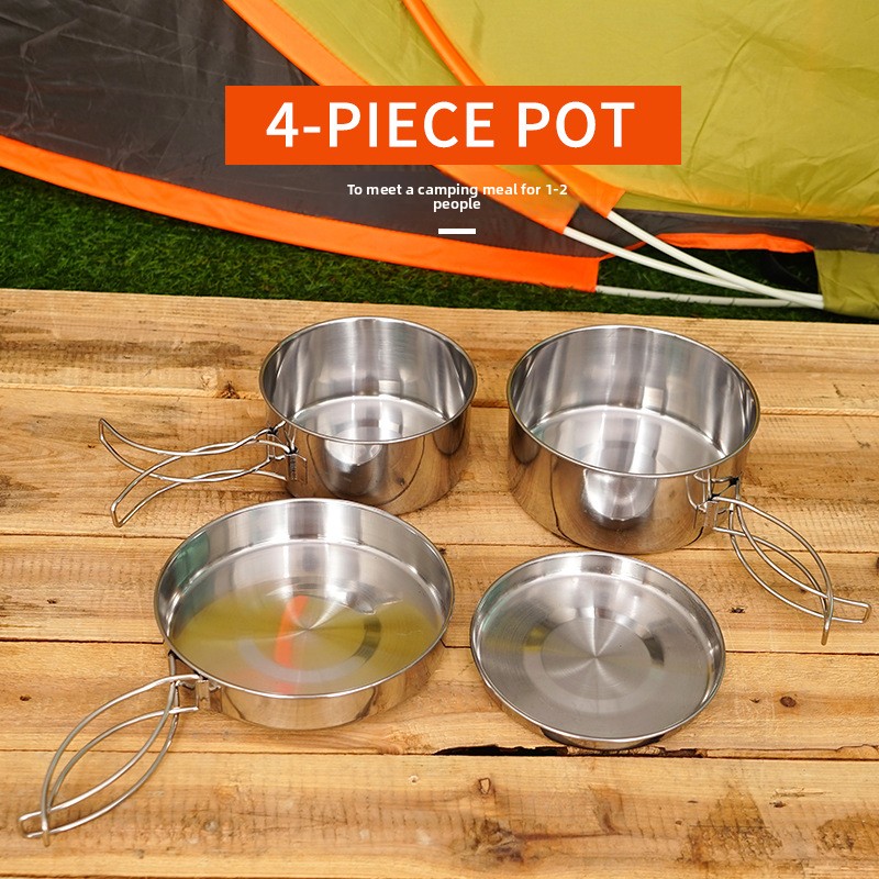 4-częściowy zestaw naczyń kemp – Nesting Camping Cooking Set recenzja i cena