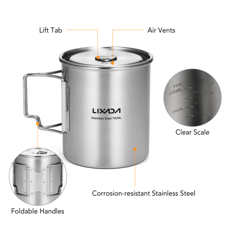 Lixada Kubek 750ml Outdoorowy  – Camping Cooking Handle recenzja i cena