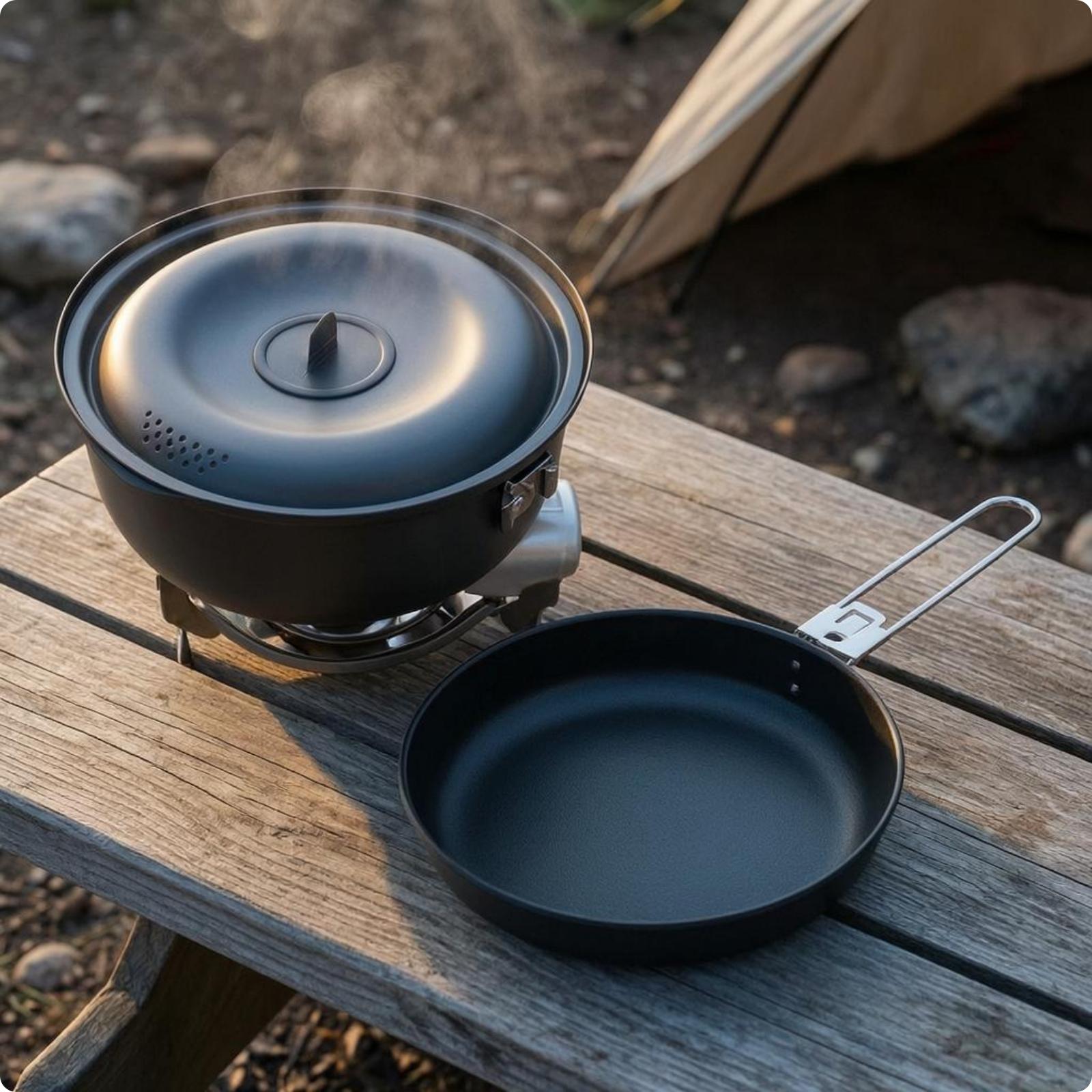 Zestaw naczyń kempingowych z p – Nesting Camping Cooking Set recenzja i cena